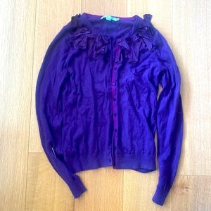 Boden purple cotton cashmere blend cardigan